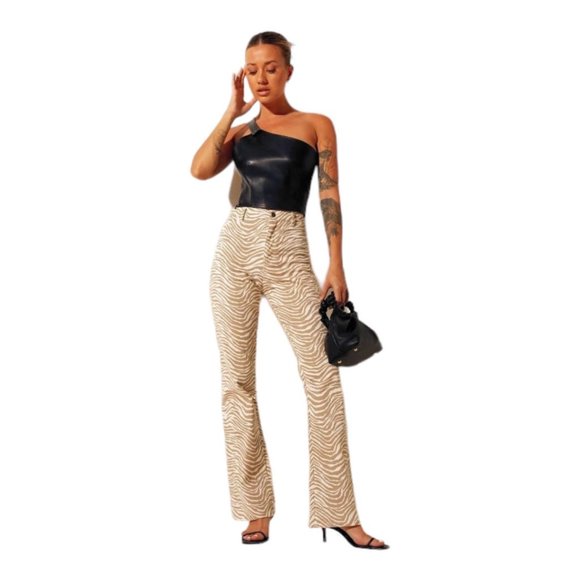 Motel Rocks Zoven Flare Trouser in Tonal Zebra - Picture 1 of 7